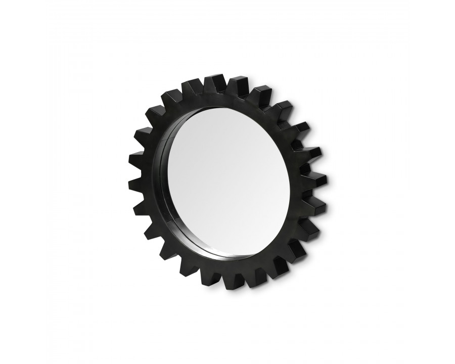 Mercana Alloy Cog Round 26" Mirror with Metal Frame - Black