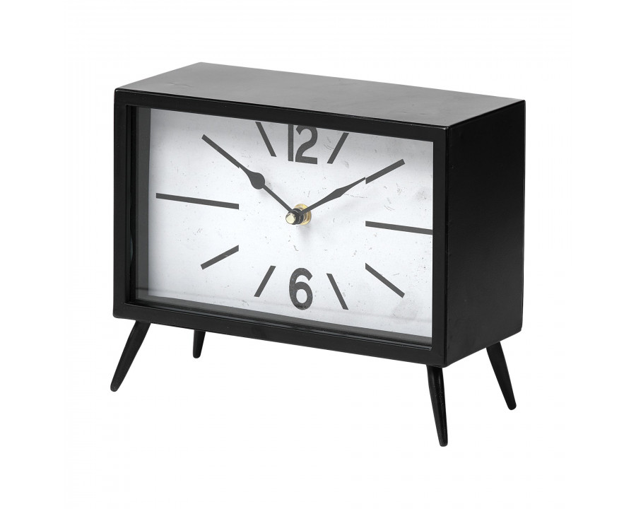 Mercana - Lita Black Metal Rectangular Table Clock