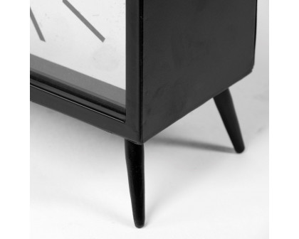 Mercana - Lita Black Metal Rectangular Table Clock