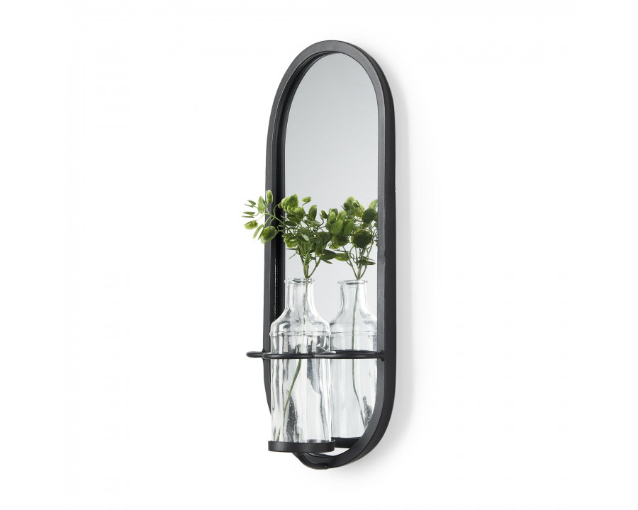 Mercana - Katherine Wall Mounted Mirror w Glass Bottle for Botanicals or Floral