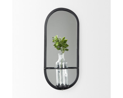 Mercana - Katherine Wall Mounted Mirror w Glass Bottle for Botanicals or Floral