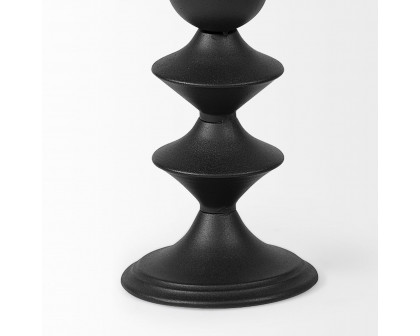 Mercana Candelero II Large Black Metal Grooved Table Candle Holder