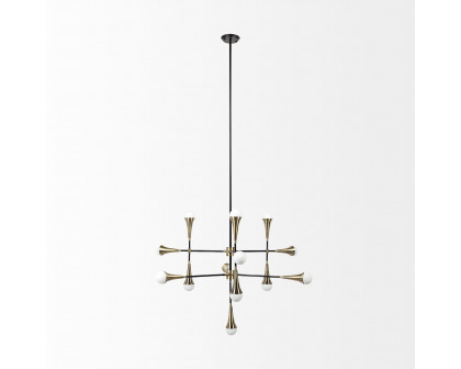 Mercana - Decarlo II Black/Gold Metal Multi-Arm Thirteen Light Chandelier