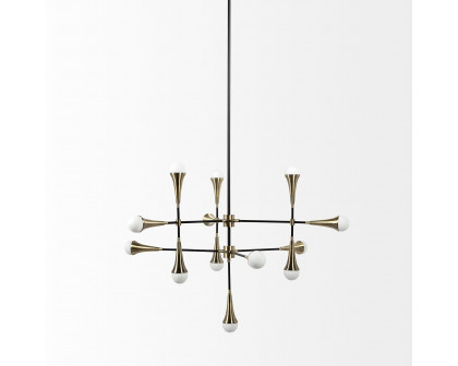 Mercana - Decarlo II Black/Gold Metal Multi-Arm Thirteen Light Chandelier