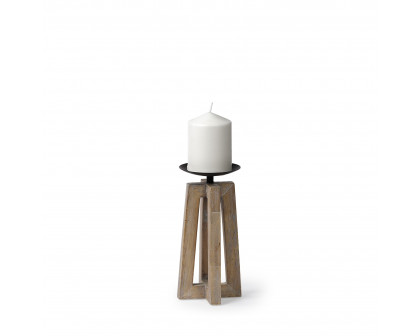 Mercana - Astra Light Brown Wood Pedestal Base Table Candle Holder