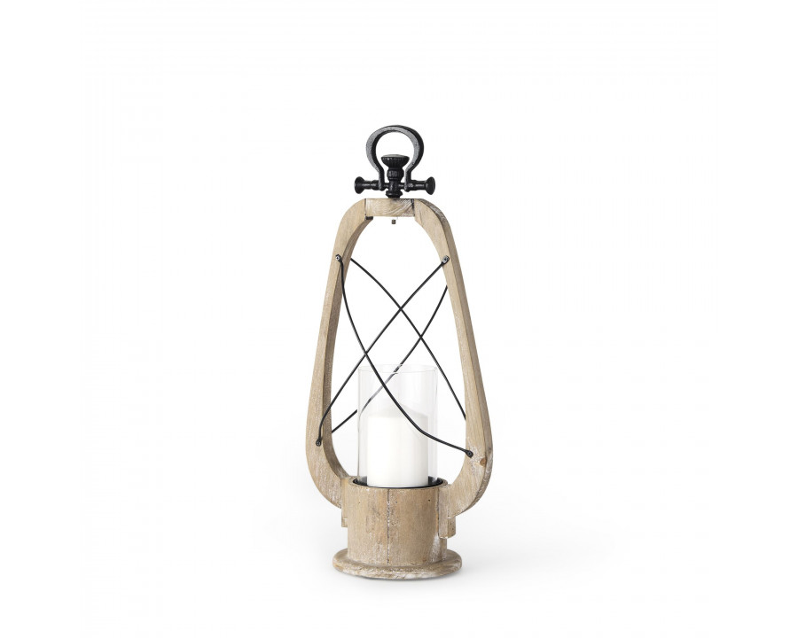 Mercana Zain Small Candle Holder Lantern - Brown, Wood