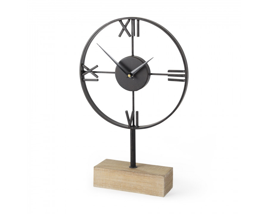 Mercana - Oris Black Metal/Wood Open Frame Table Clock