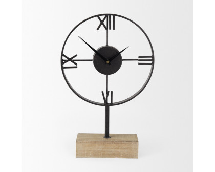 Mercana - Oris Black Metal/Wood Open Frame Table Clock