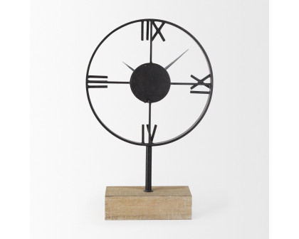 Mercana - Oris Black Metal/Wood Open Frame Table Clock