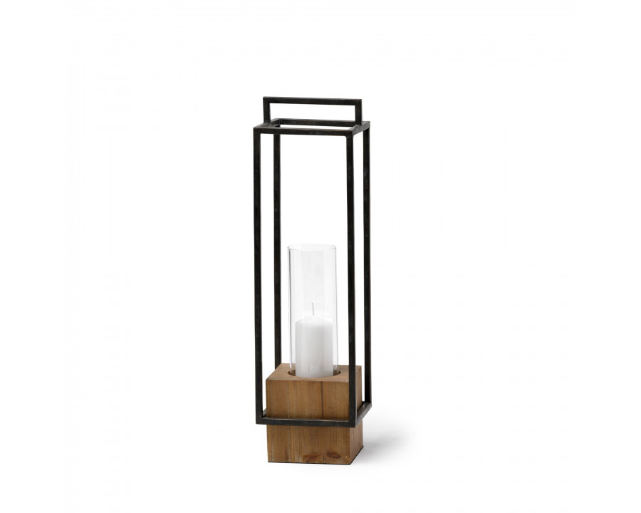 Mercana Orionis 6" Candle Holder Lantern - Black/Brown, Wood