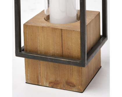 Mercana Orionis 6" Candle Holder Lantern - Black/Brown, Wood