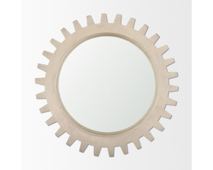 Mercana Sterling Cog II Round 26" Mirror with Wood Frame - White