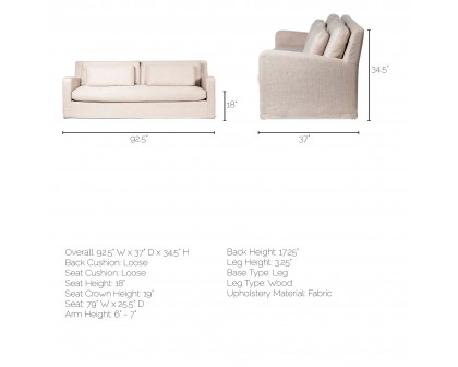 Mercana Denly 3 Seater Sofa - Beige