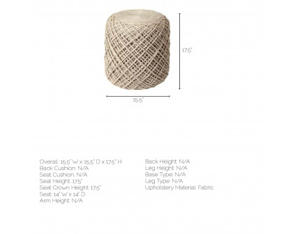 Mercana Allium Cylindrical Pouf - Oatmeal, Wool