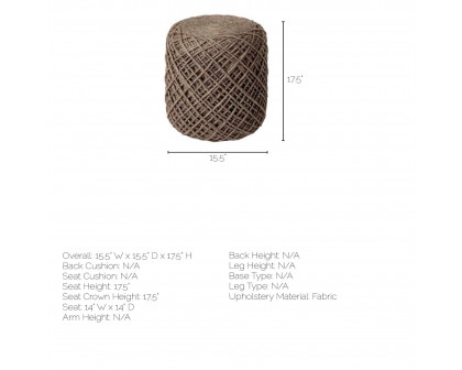 Mercana Allium Cylindrical Pouf - Dark Brown, Wool