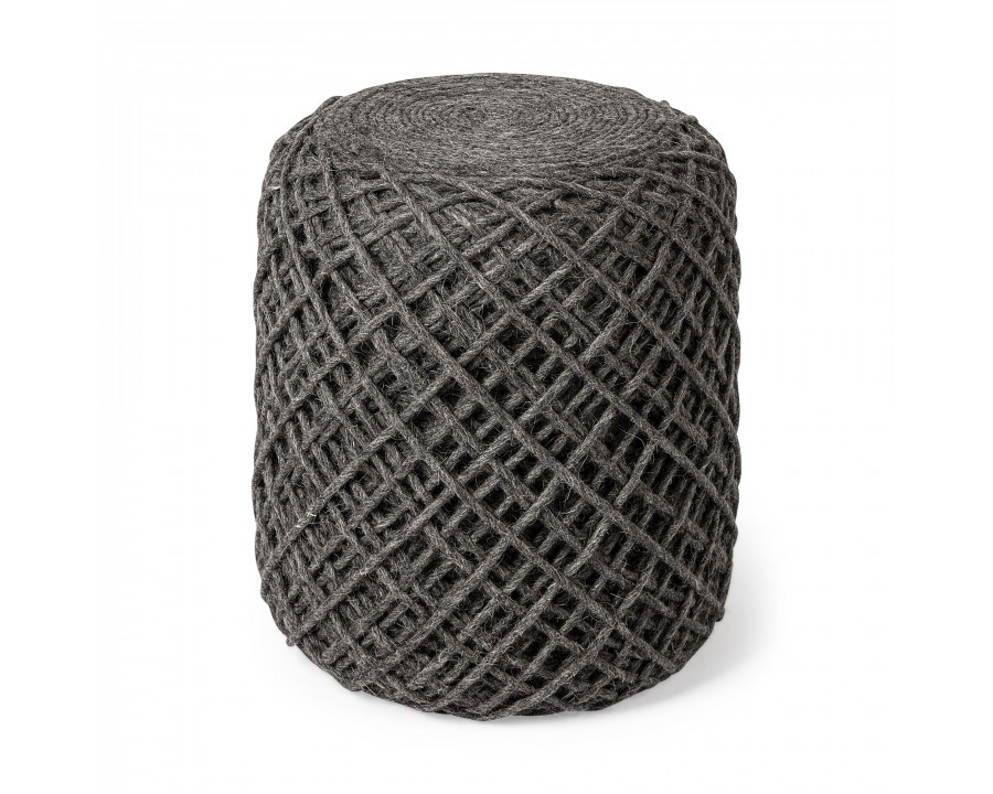 Mercana Allium Cylindrical Pouf - Dark Gray, Wool