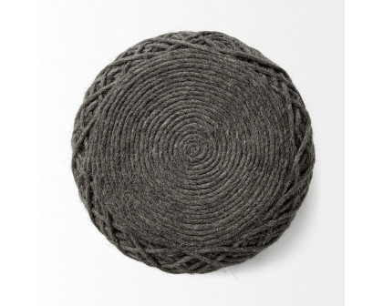 Mercana Allium Cylindrical Pouf - Dark Gray, Wool