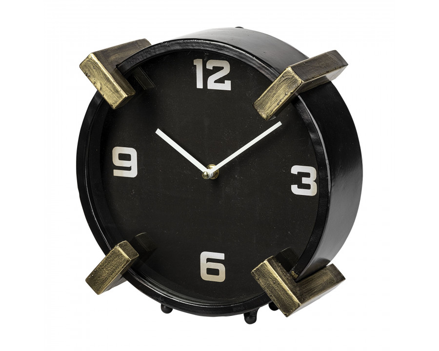 Mercana - Agar Black Metal Round Table Clock