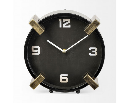 Mercana - Agar Black Metal Round Table Clock