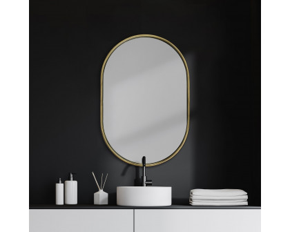 Mercana Sylvia I Oval Frame Wall Mirror - Gold