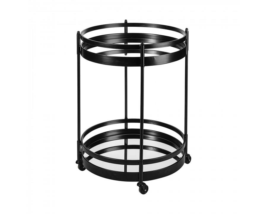 Mercana - Ada 2 Tier Round Bar Cart with Glass Shelf