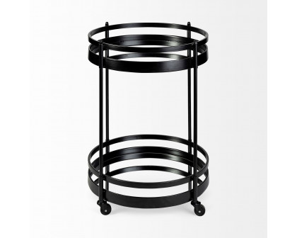 Mercana - Ada 2 Tier Round Bar Cart with Glass Shelf