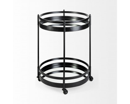 Mercana - Ada 2 Tier Round Bar Cart with Glass Shelf