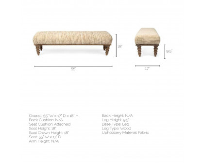 Mercana - Alder II Bench in Cream