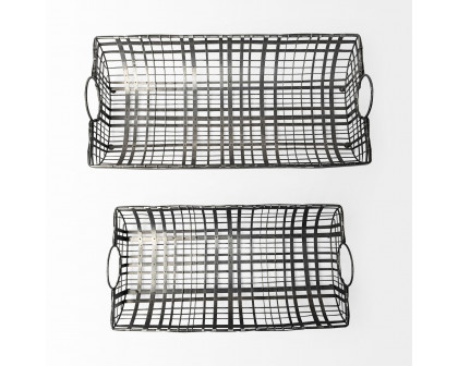 Mercana - Kenneth 24L x 12W Gray Metal Baskets (Set of 2)