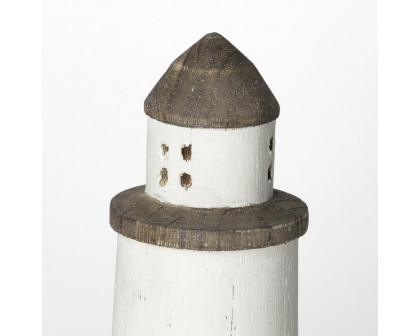 Mercana Abner Small 3L x 3W Wooden Coastal Lighthouse - White