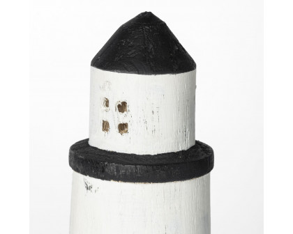 Mercana Abner Large 4L x 4W Wooden Coastal Lighthouse - White