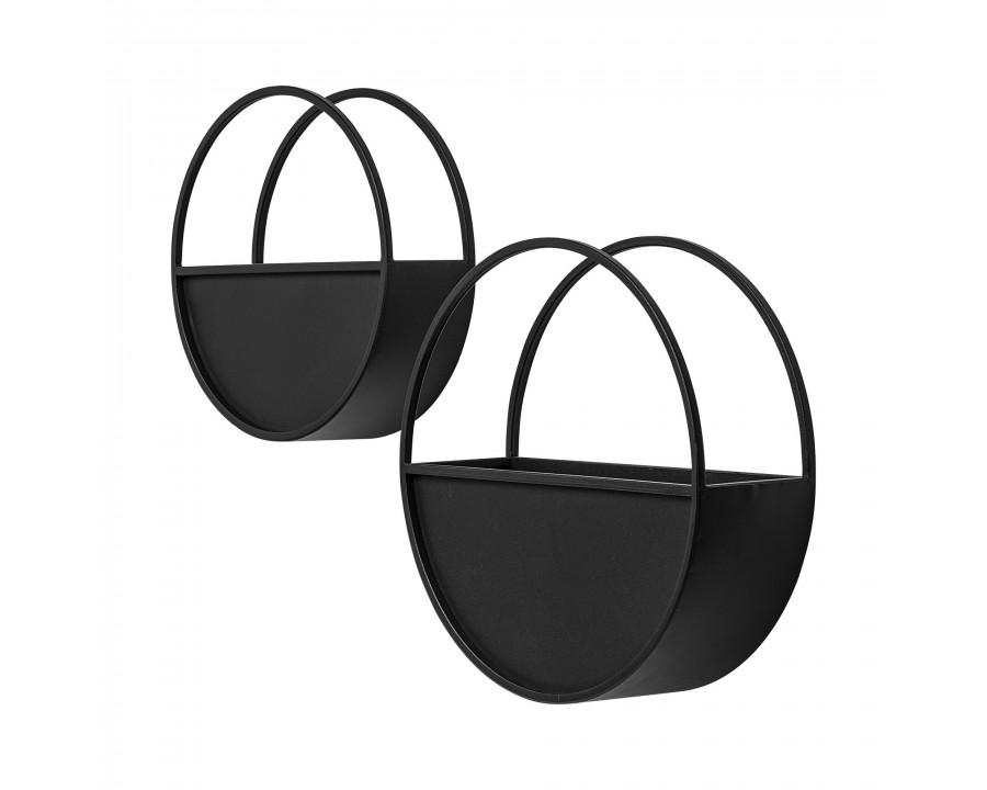 Mercana - Hank Black Metal Hanging Wall Planters (Set of 2)