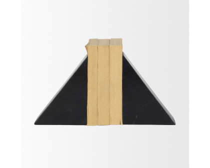 Mercana - Alec 5L x 2W Black Marble Pyramid Bookends (Set of 2)