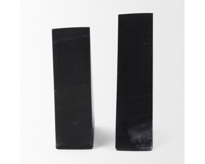 Mercana - Alec 5L x 2W Black Marble Pyramid Bookends (Set of 2)