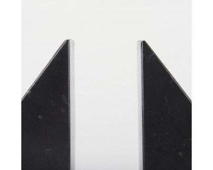 Mercana - Alec 5L x 2W Black Marble Pyramid Bookends (Set of 2)