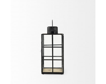 Mercana Gamfield Medium Candle Holder Lantern - Clear/Black, Metal