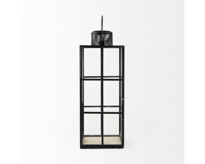 Mercana Gamfield Tall Candle Holder Lantern - Clear/Black, Metal