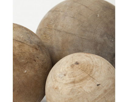 Mercana - Carrick Natural Wood Decorative Spheres (Set of 3)