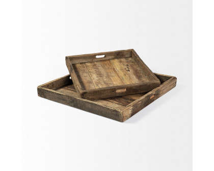 Mercana Carson Reclaimed Wood Tray - Brown, Small