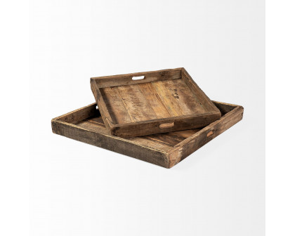 Mercana Carson Reclaimed Wood Tray - Brown, Large