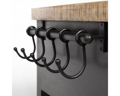 Mercana Columbia Rolling Kitchen Island with Black Iron Knobs - Black