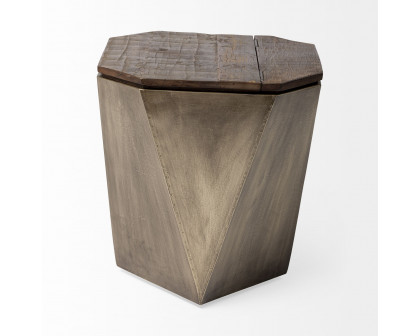 Mercana Esagono End Table with Storage - Gold