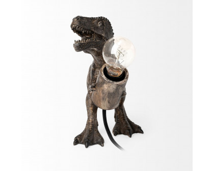 Mercana - Raptor (10.6"H) Dark Tone Resin Tyrannosaurus Rex Table Lamp