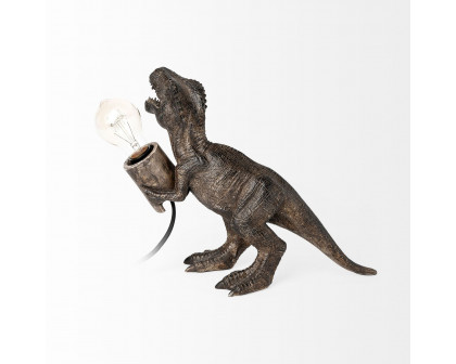 Mercana - Raptor (10.6"H) Dark Tone Resin Tyrannosaurus Rex Table Lamp