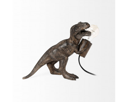 Mercana - Raptor (10.6"H) Dark Tone Resin Tyrannosaurus Rex Table Lamp