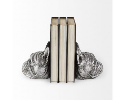 Mercana - Bruno 5L x 5W Silver American Bulldog Bookends (Set of 2)