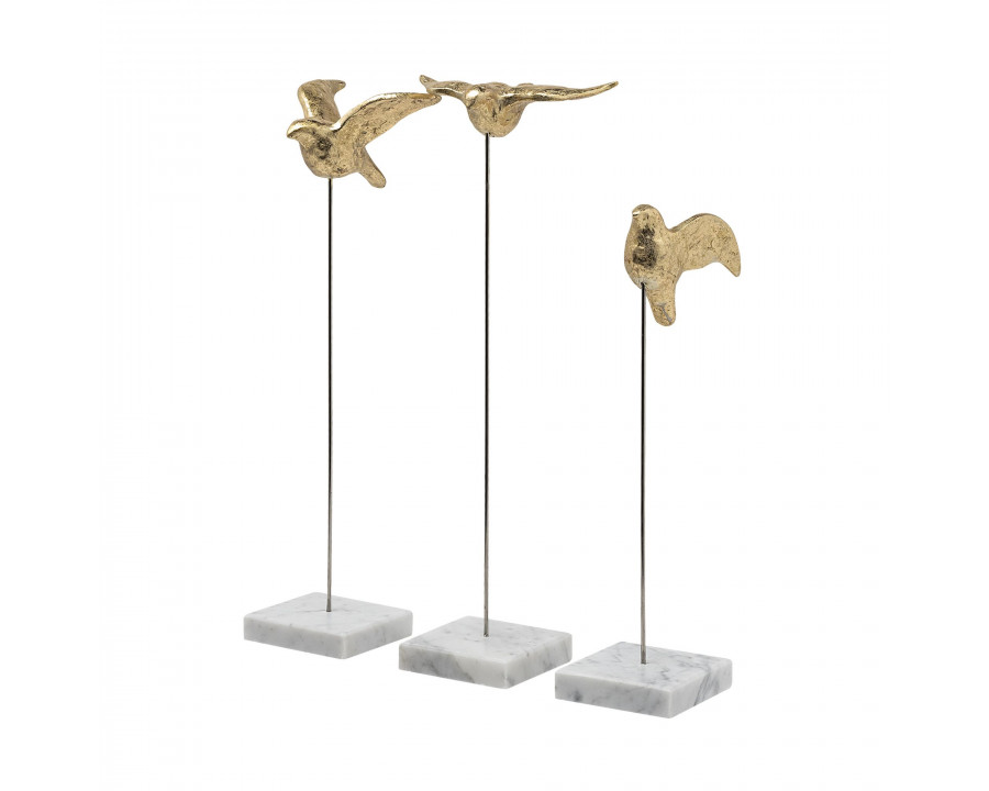 Mercana - Aya 11L x 4W Gold Metal Decorative Birds (Set of 3)