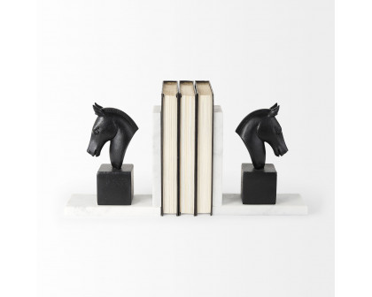 Mercana - Hidalgo 14L x 3W Black Majestic Horse Bookends (Set of 2)