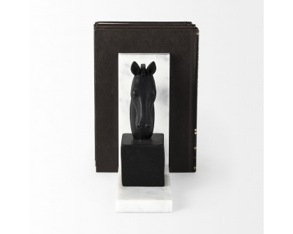 Mercana - Hidalgo 14L x 3W Black Majestic Horse Bookends (Set of 2)