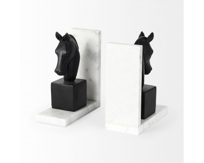 Mercana - Hidalgo 14L x 3W Black Majestic Horse Bookends (Set of 2)